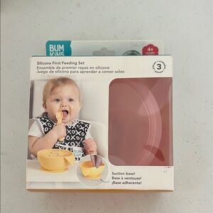 Bumkins Silicone Feeding Set - Yellow and Pink